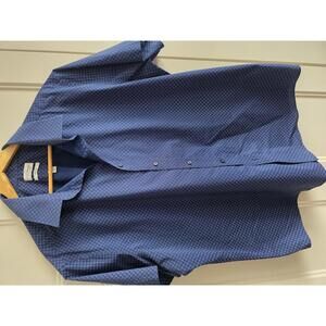 Lucky Brand Men's Tailored Fit Casual Shirt XXL Blue Patterned